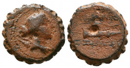 Seleukid Kingdom. Demetrios I Soter(?) 162-150 BC. Serrate Æ.

Weight: 6.1 gr
Diameter: 20 mm