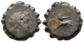 Seleukid Kings. Antiochos VI (144-142/1 BC). AE Serratus.

Weight: 4.4 gr
Diameter: 18 mm