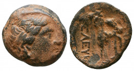 Seleukid Empire, Seleukos I Nikator Æ. Antioch on the Orontes.

Weight: 5.1 gr
Diameter: 18 mm