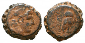 SELEUKID KINGS OF SYRIA. Alexander I Balas, 152-145 BC. AE, Antiochia on the Orontes.

Weight: 4.3 gr
Diameter: 15 mm