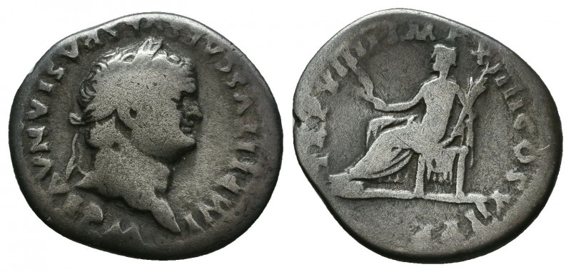 Vespasian AR denarius. 96-79 AD.

Weight: 2.9 gr
Diameter: 18 mm