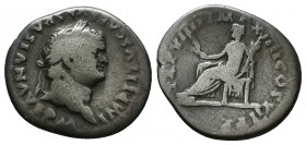 Vespasian AR denarius. 96-79 AD.

Weight: 2.9 gr
Diameter: 18 mm