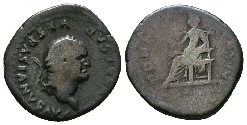 Vespasian AR denarius. 96-79 AD.

Weight: 3.1 gr
Diameter: 19 mm
