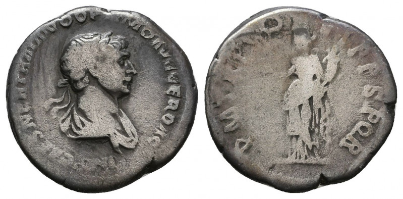 Trajan (AD 98-117). AR denarius. Rome, AD 114-115.

Weight: 3.3 gr
Diameter: 18 ...