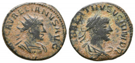 Aurelian and Vabalathus AD 271-272. Antioch
Antoninianus Æ.

Weight: 3.8 gr
Diameter: 20 mm