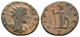 Claudius II Gothicus (268-270 AD). AE Antoninianus.

Weight: 3.4 gr
Diameter: 17 mm