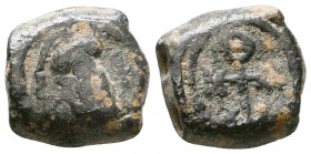 Ancient Roman Lead Seal, PB.

Weight: 7.4 gr
Diameter: 16 mm