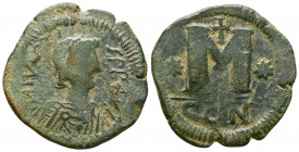 Justin I AE follis. 518-527 AD. Constantinople mint.

Weight: 16.3 gr
Diameter: 31 mm