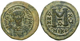Iustinianus I (527-565 AD). AE Follis. Nicomedia, 541/542 AD.

Weight: 21.5 gr
Diameter: 39 mm