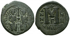 Justin II, with Sophia, 565-578. Follis, Antioch, 574-575.

Weight: 14.0 gr
Diameter: 31 mm