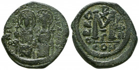 Justin II, with Sophia, 565-578. Follis, Constantinople, 574-575.

Weight: 15.4 gr
Diameter: 31 mm