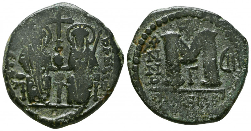 Justin II, with Sophia, 565-578. Follis, Antioch, 574-575.

Weight: 13.6 gr
Diam...
