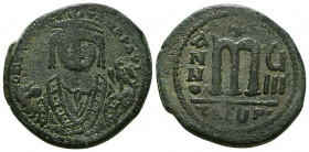 Maurice Tiberius. A.D. 582-602. AE follis. Antioch.

Weight: 11.7 gr
Diameter: 29 mm