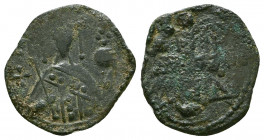 Alexius I Comnenus Æ Tetarteron, circa AD 1092-1118.

Weight: 1.3 gr
Diameter: 18 mm