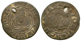 Medieval Copper Coin Ae.

Weight: 2.0 gr
Diameter: 23 mm