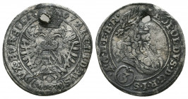 Leopold I. AR Taler 1697, Kremnitz.

Weight: 1.5 gr
Diameter: 21 mm