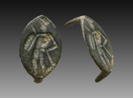 Ancient Roman Bronze Seal ring. 1st and 2nd century AD

Weight: 2.3 gr
Diameter: 21 mm