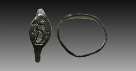 Ancient Roman Bronze Seal ring. 1st and 2nd century AD

Weight: 1.4 gr
Diameter: 22 mm