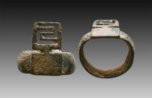 Ancient Bronze Key Ring. 7th and 12th century AD

Weight: 5.8 gr
Diameter: 18 mm