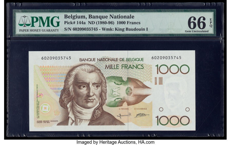 Belgium Banque Nationale de Belgique 1000 Francs ND (1980-96) Pick 144a PMG Gem ...