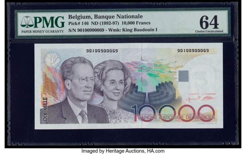 Belgium Banque Nationale de Belgique 10,000 Francs ND (1992-97) Pick 146 PMG Cho...