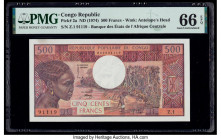 Congo Republic Banque des Etats de l'Afrique Centrale 500 Francs ND (1974) Pick 2a PMG Gem Uncirculated 66 EPQ. 

HID09801242017

© 2020 Heritage Auct...