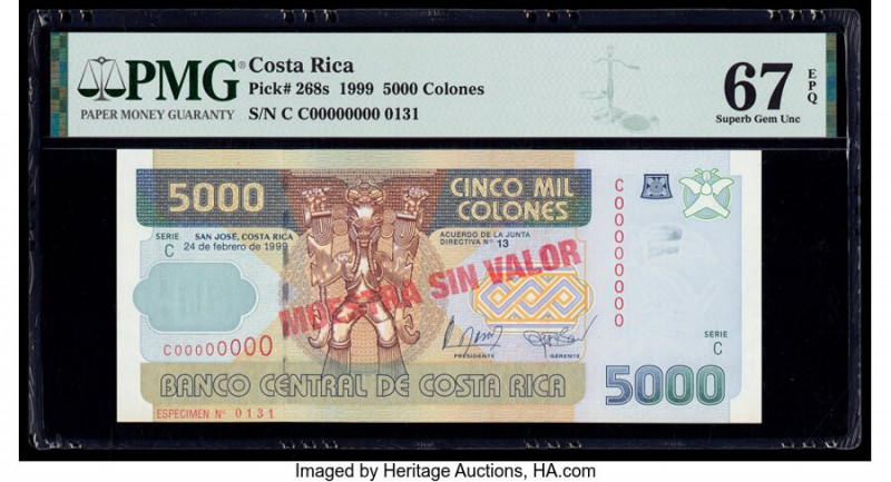 Costa Rica Banco Central de Costa Rica 5000 Colones 1999 Pick 268s Specimen PMG ...