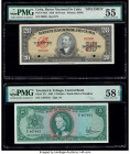 Cuba Banco Nacional de Cuba 20 Pesos 1958 Pick 80s2 Specimen PMG About Uncirculated 55; Trinidad & Tobago Central Bank of Trinidad and Tobago 5 Dollar...