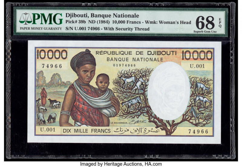 Djibouti Banque Nationale de Djibouti 10,000 Francs ND (1984) Pick 39b PMG Super...