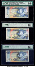 East Caribbean States Central Bank, St. Lucia 10 Dollars ND (1993) Pick 27l; 27m; 27v Three Examples PMG Gem Uncirculated 66 EPQ (3). 

HID09801242017...