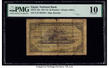 Egypt National Bank of Egypt 25 Piastres 4.6.1918 Pick 10a PMG Very Good 10. 

HID09801242017

© 2020 Heritage Auctions | All Rights Reserved