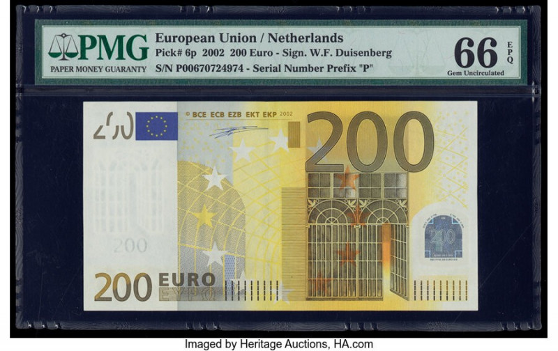 European Union Central Bank, Netherlands 200 Euro 2002 Pick 6p PMG Gem Uncircula...