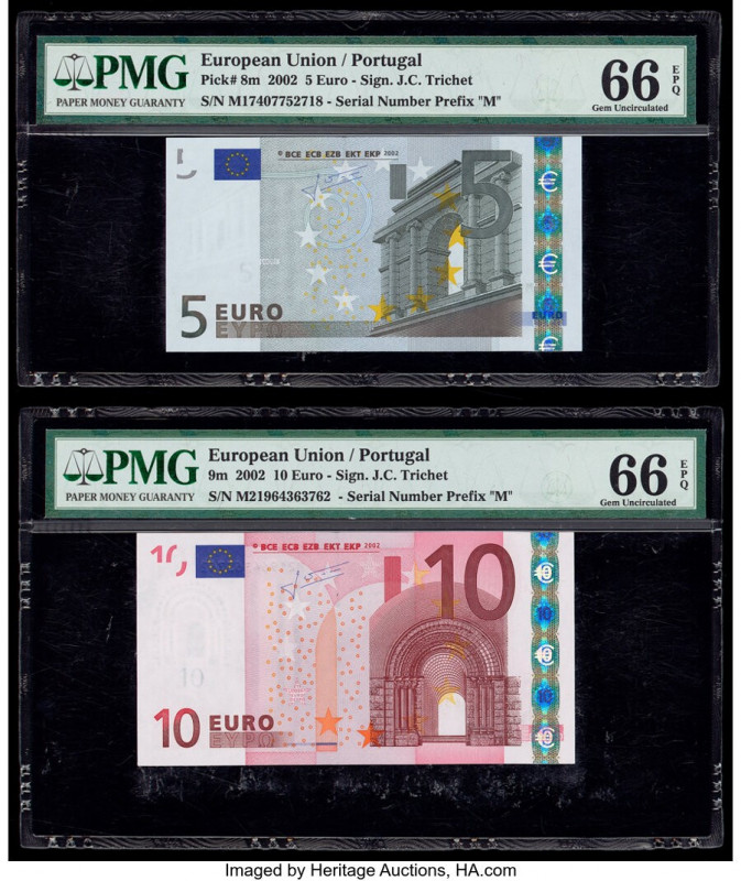 European Union Central Bank, Portugal 5; 10; 20; 50 Euro 2002 (3); 2017 Pick 8m;...