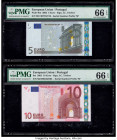 European Union Central Bank, Portugal 5; 10; 20; 50 Euro 2002 (3); 2017 Pick 8m; 9m; 10m; 23m Four Examples PMG Gem Uncirculated 66 EPQ (3); Superb Ge...