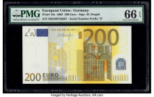 European Union Central Bank, Germany 200 Euro 2002 Pick 19x PMG Gem Uncirculated 66 EPQ. 

HID09801242017

© 2020 Heritage Auctions | All Rights Reser...