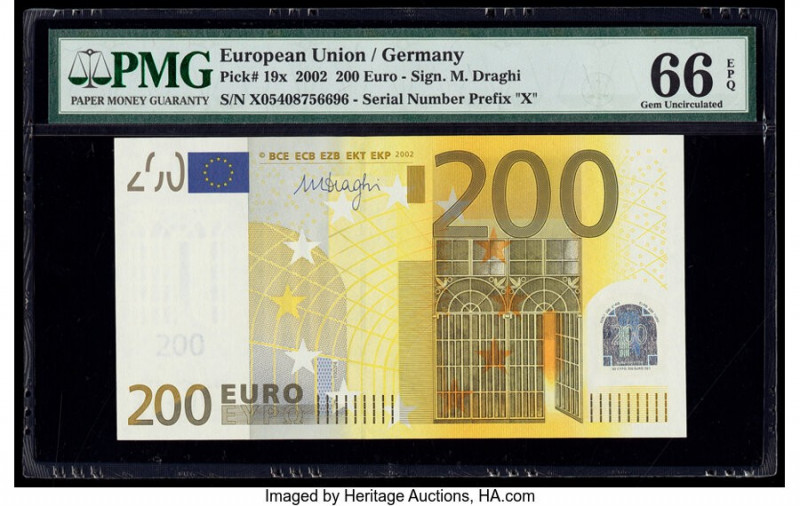 European Union Central Bank, Germany 200 Euro 2002 Pick 19x PMG Gem Uncirculated...