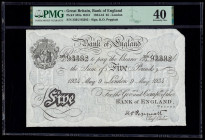 Great Britain Bank of England 5 Pounds 9.5.1934 Pick 335a PMG Extremely Fine 40. As made paper maker's notch.

HID09801242017

© 2020 Heritage Auction...