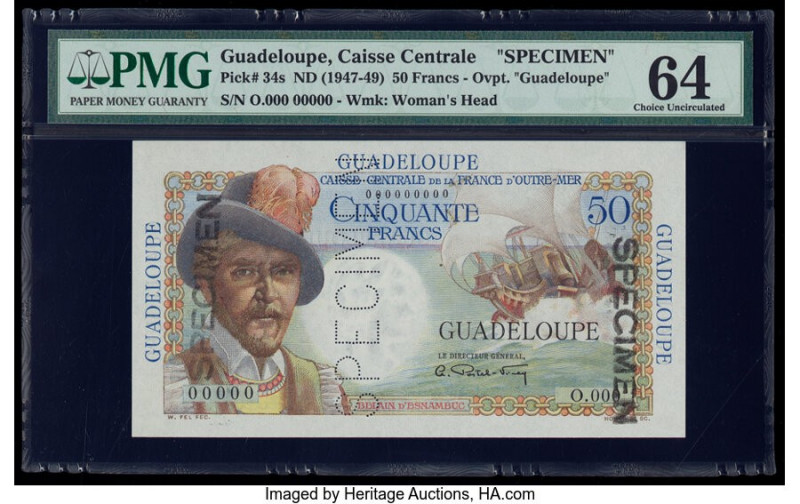 Guadeloupe Caisse Centrale de la France d'Outre-Mer 50 Francs ND (1947-49) Pick ...