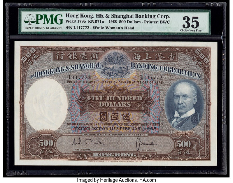 Hong Kong Hongkong & Shanghai Banking Corp. 500 Dollars 11.2.1968 Pick 179e KNB7...