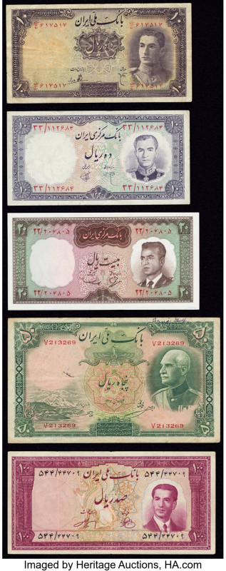 Iran Group Lot of 5 Examples Fine-About Uncirculated. Annotations and a tear are...