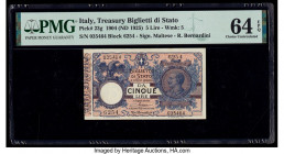 Italy Treasury Biglietti di Stato 5 Lire 1904 (ND 1925) Pick 23g PMG Choice Uncirculated 64 EPQ. 

HID09801242017

© 2020 Heritage Auctions | All Righ...