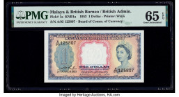 Malaya and British Borneo Board of Commissioners of Currency 1 Dollar 21.3.1953 Pick 1a KNB1a PMG Gem Uncirculated 65 EPQ. 

HID09801242017

© 2020 He...