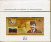 Brunei 2 x 50 Dollars 2017
P# CS1; With official folder; UNC