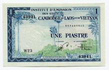 French Indochina 1 Piastre/1 Dong 1954 (ND)
P# 105; # 057443941; UNC