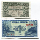 Indonesia 10 Sen & 1 Rupee 1947 - 1953
P# 31, 40; XF-UNC