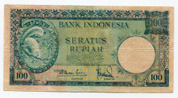 Indonesia 100 Rupiah 1957 (ND)
P# 51a; # 09901; F+/VF-