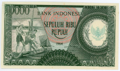 Indonesia 10 Rupiah 1964
P# 101; # WWK06512; UNC