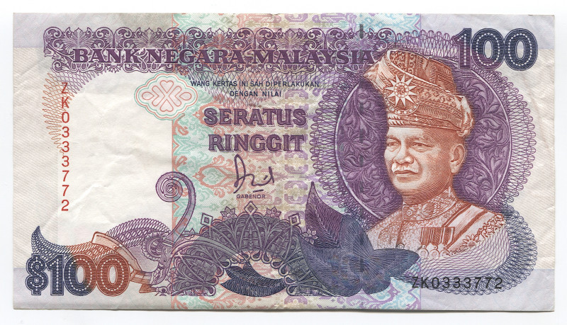 Malaysia 100 Ringgit 1989
P# 32; # ZK0333772; VF