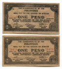 Philippines 2 x 1 Peso 1943 Bohol Emergency Currency
P# 138, 139a; XF-AUNC