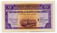 Lebanon 25 Piastres 1942 Government Banknote
P# 36; # A/4 230624; XF-